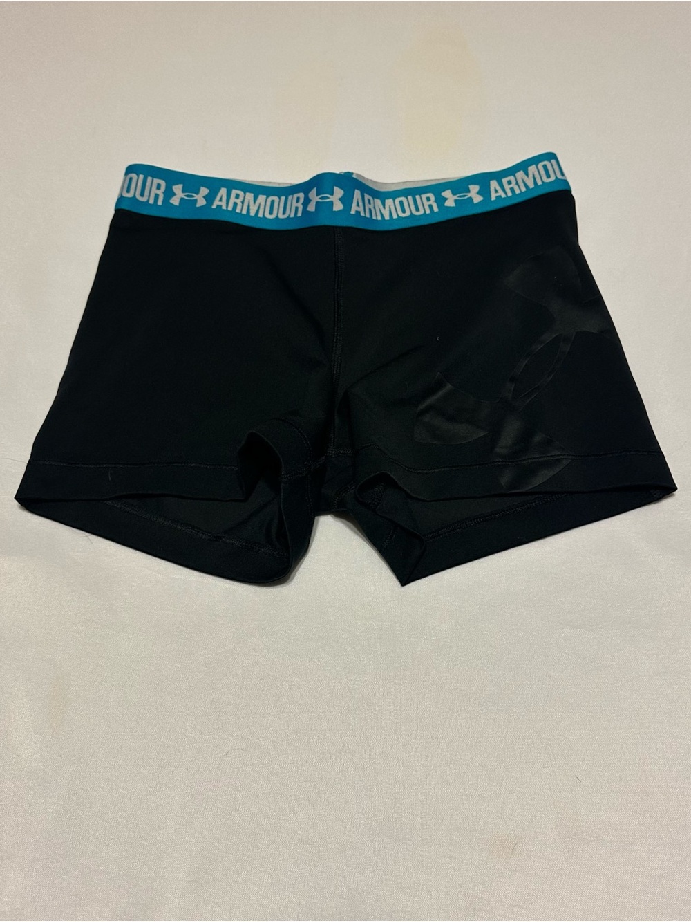 Under Armour Black / running / compression Shorts with Teal Logo Waistband